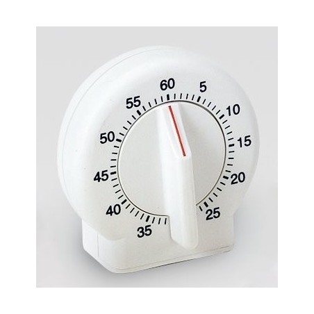 Minuteur Mécanique de Longue Durée 60 Minutes Blanc 7x7cm